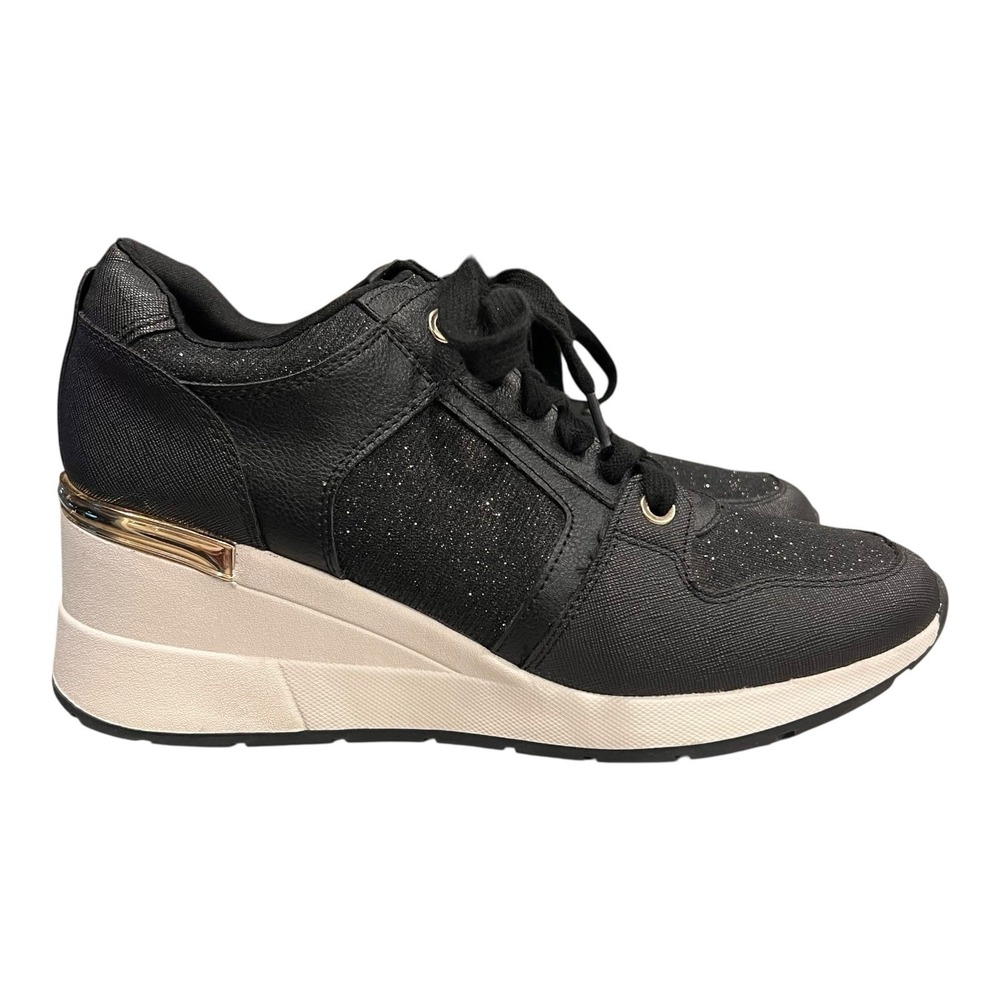 ALDO Thrundra Platform Wedge Sneaker  Shoes Black Women's Size 7.5M